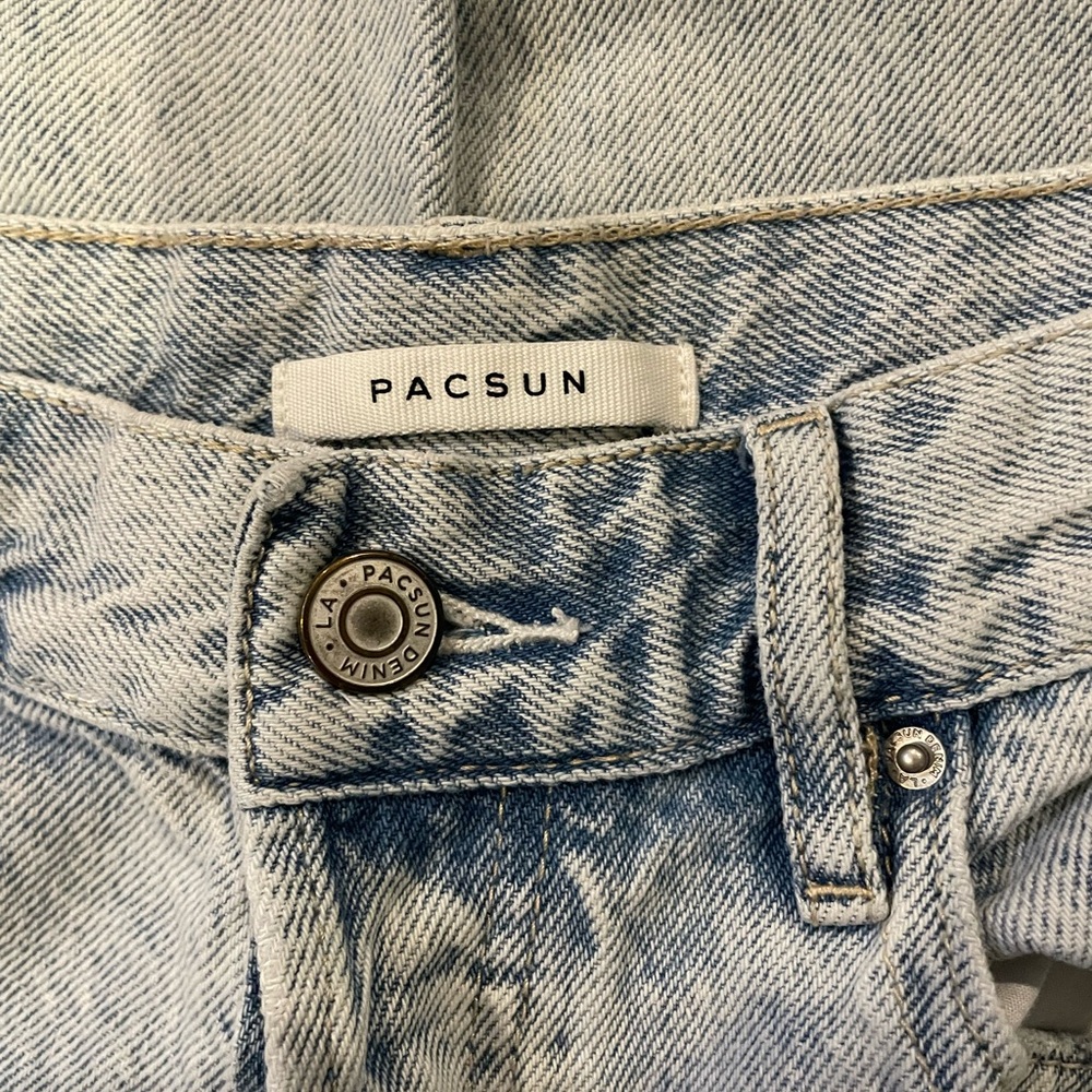PacSun Blue High Rise Straight Jeans Vintage Distressed - Picture 5 of 6